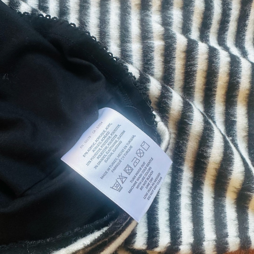 Maeve by Anthropologie Angora Feel Black White Striped SOFT Fully Lined Skirt 8 - Picture 9 of 9